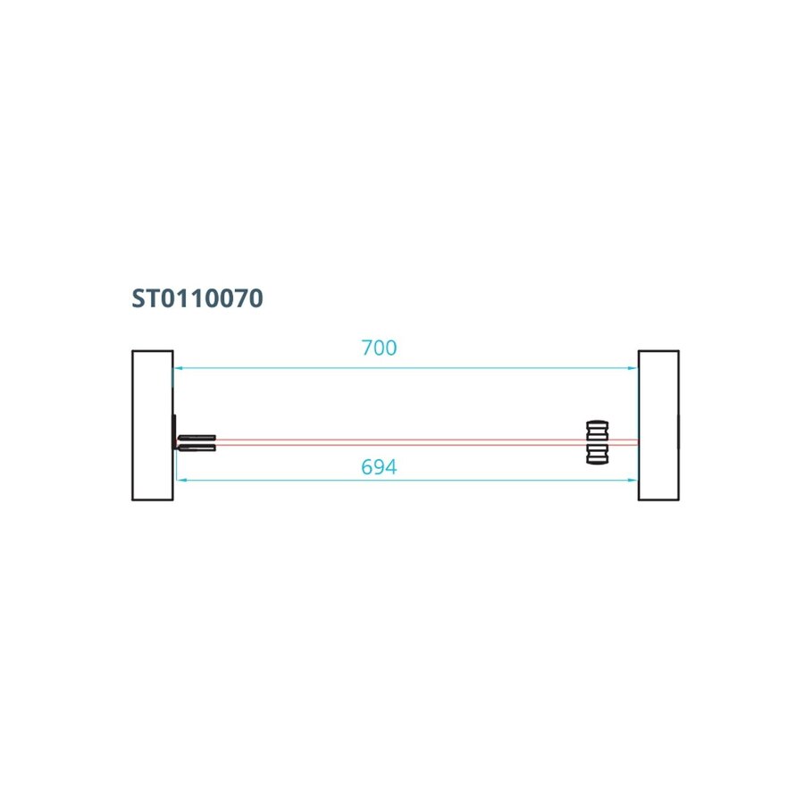 Nisdeur Van Rijn ST01 Profielloos 70x200 cm Helder Glas 8 mm Chroom