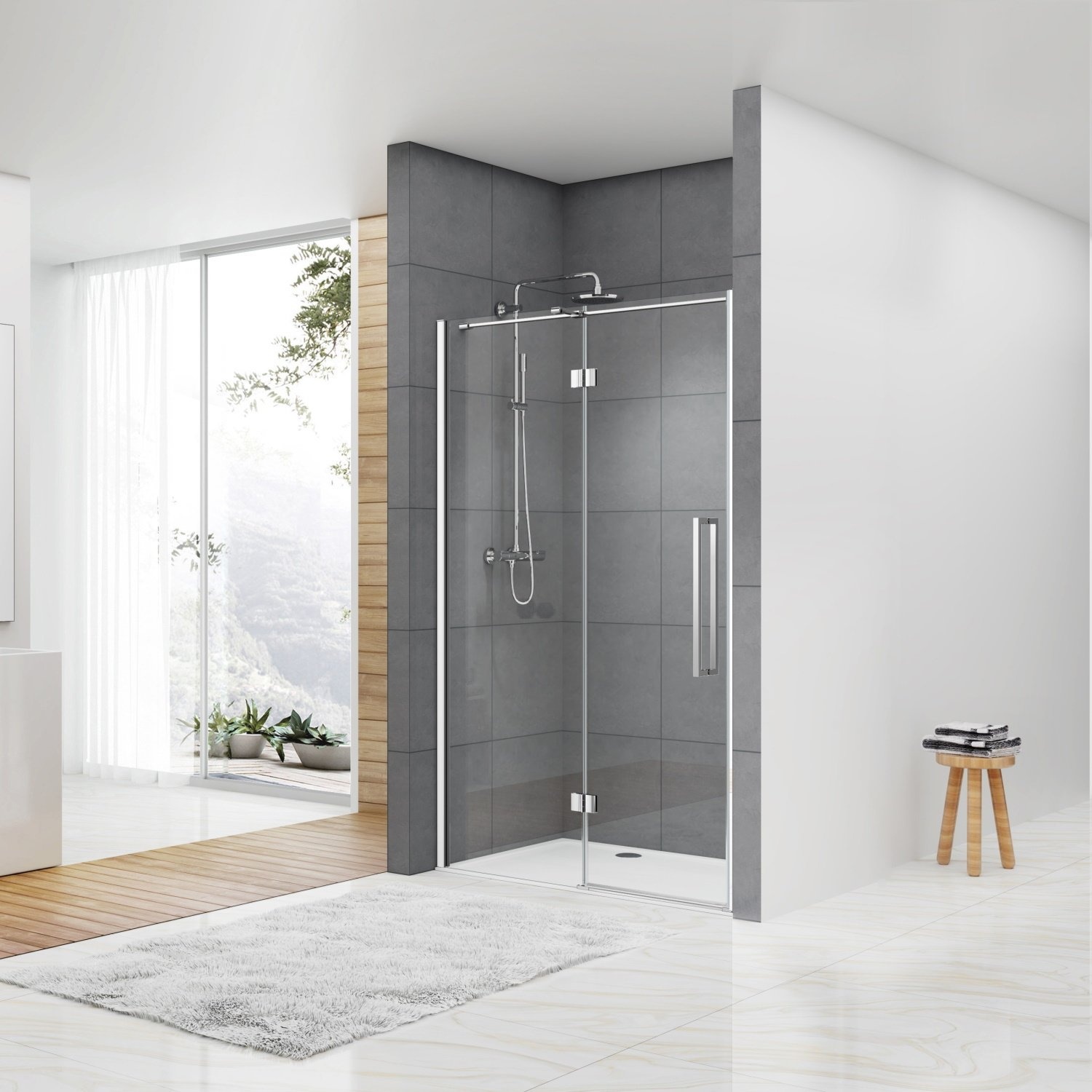 Nisdeur Van Rijn ST05 Draaideur Met Vaste Wand 140x200 cm 8 mm Chroom van Rijn