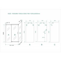 Douchedeur Softclose + Wand 1200X1000X2000 Chroom 8Mm Nano