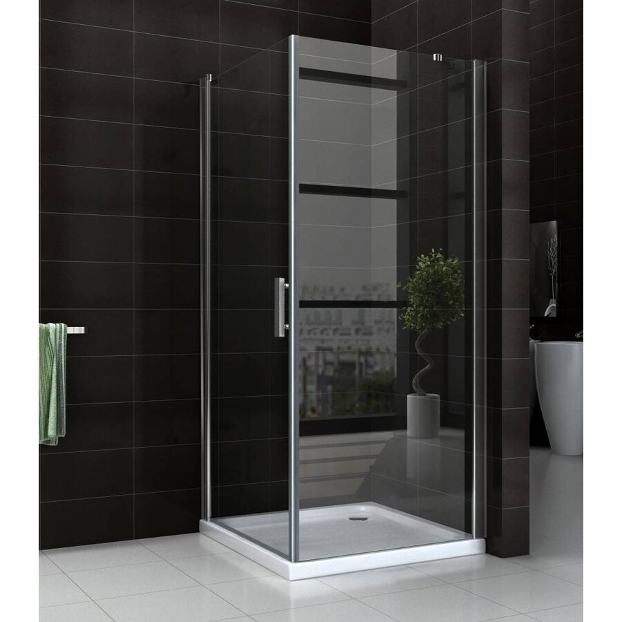 Swingdeur + Zijwand Uni 1000X1000X2000 Chroom 8Mm Nano