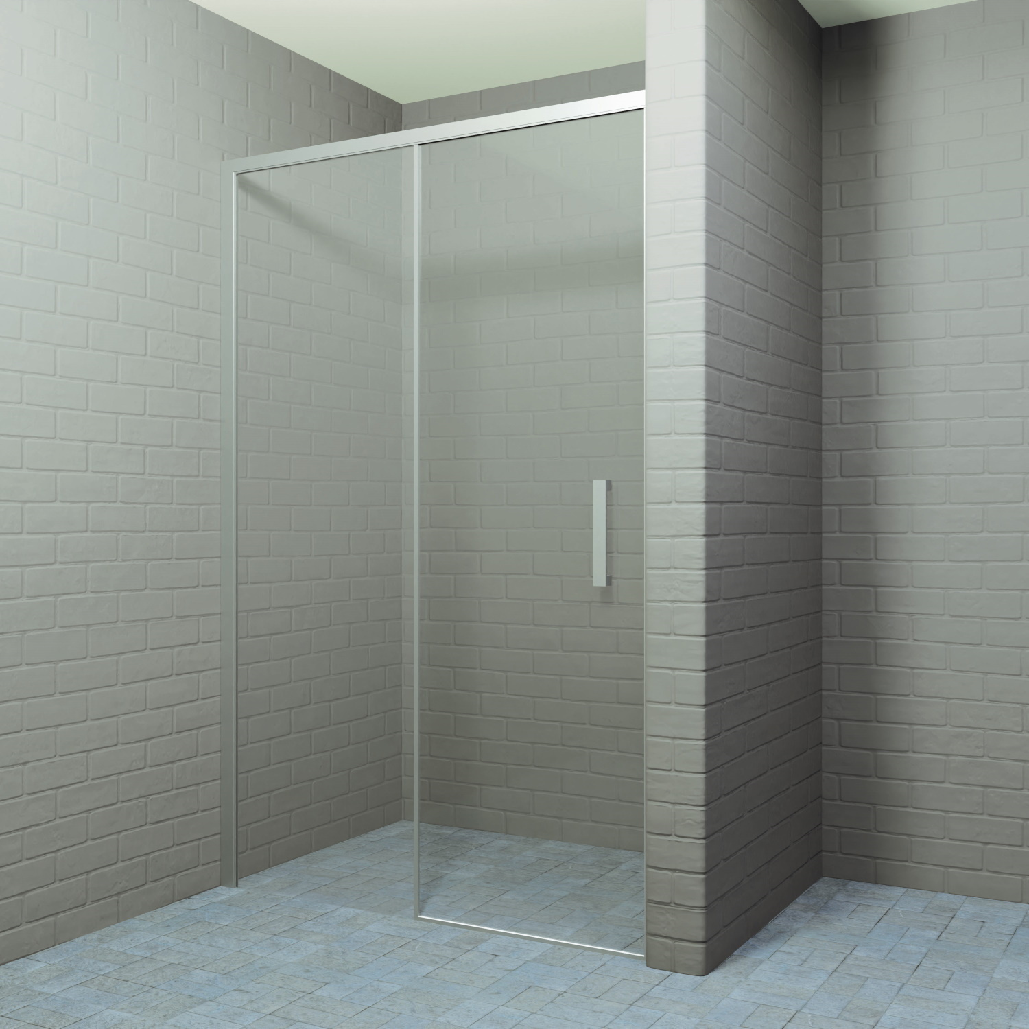 Nisdeur Boss & Wessing Linea met Vast Paneel 120x200 cm 8 mm Soft Close NANO Glas RVS Look Boss & Wessing