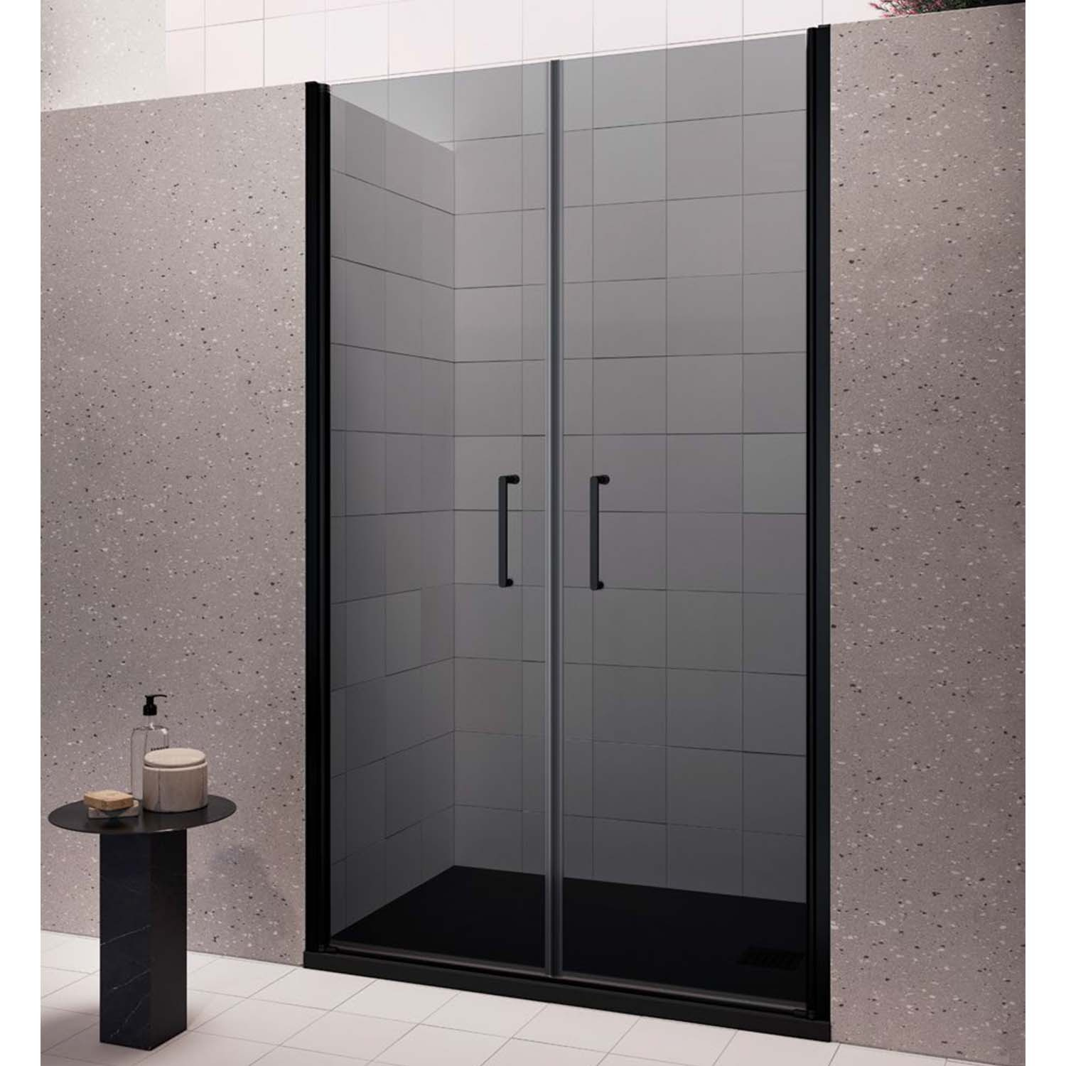 Nisdeur Lacus Giglio Evo Saloon 2 Klapdeuren 115x200 cm Rookglas Zwart Lacus