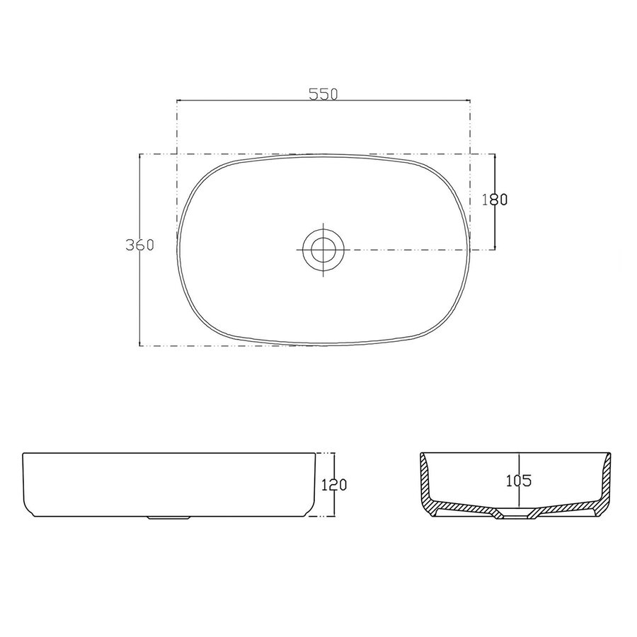 Wastafel Sapho Infinity 55x36 cm Mat Roze