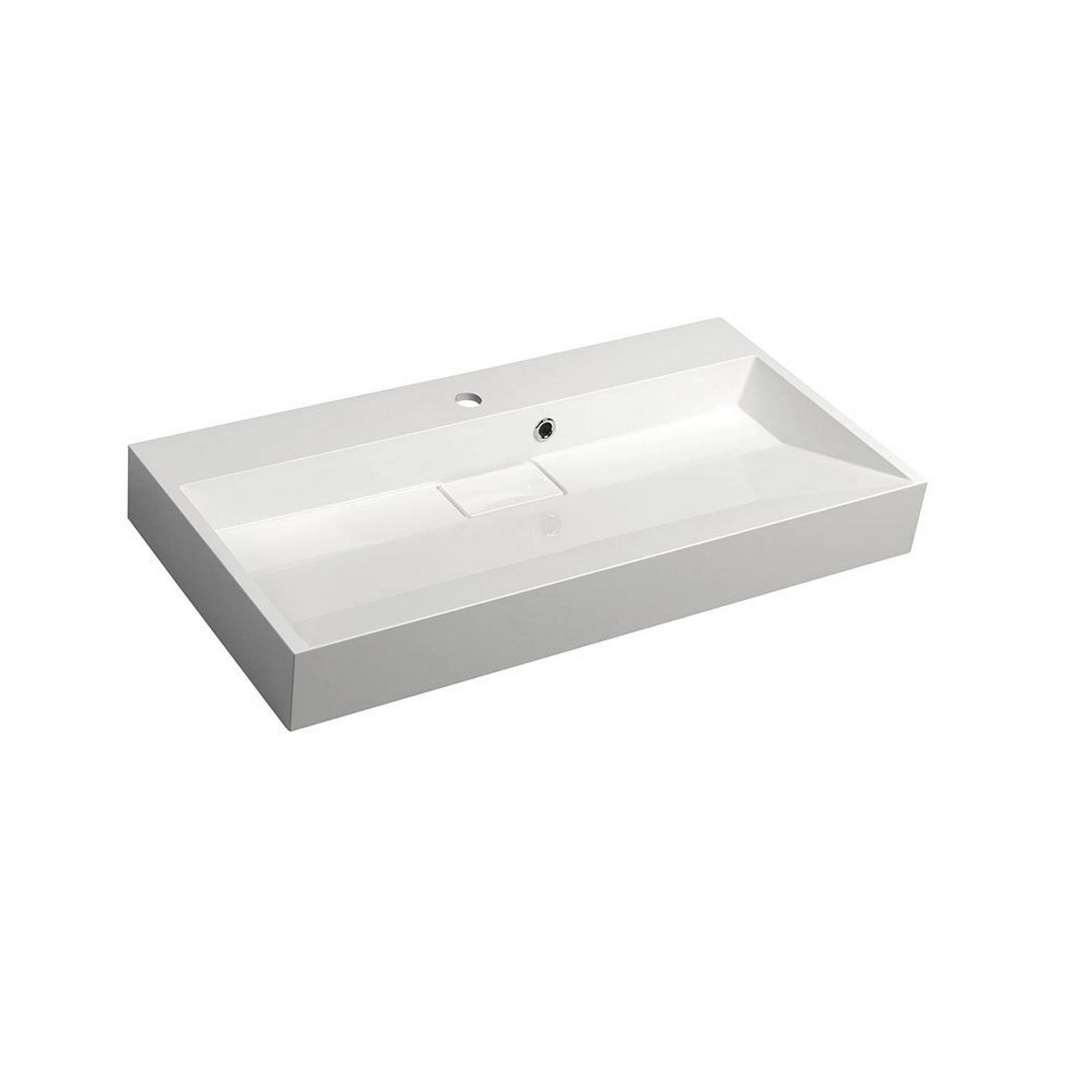 Wastafel Sapho Amur Rechthoek 90x46x12.5 cm Marmer Wit Sapho