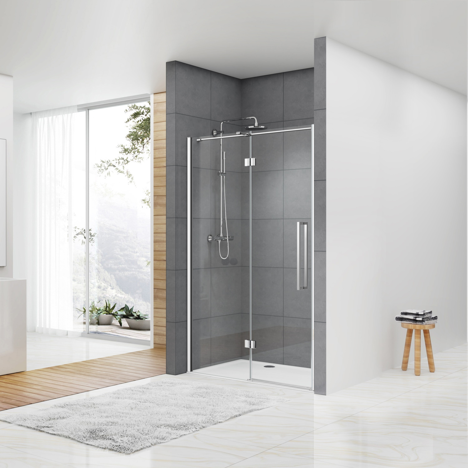 Nisdeur Van Rijn ST05 Draaideur Met Vaste Wand 90x200 cm 8 mm Chroom van Rijn