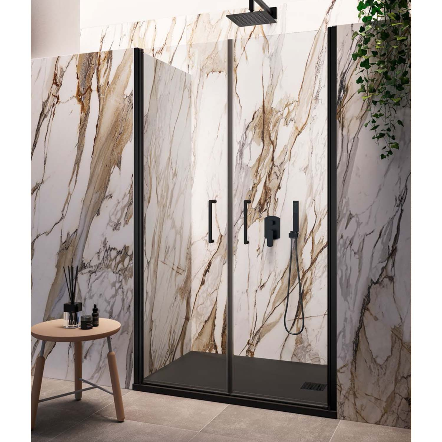 Nisdeur Lacus Giglio Evo Saloon 2 Klapdeuren 90x200 cm Helder Glas Zwart Lacus