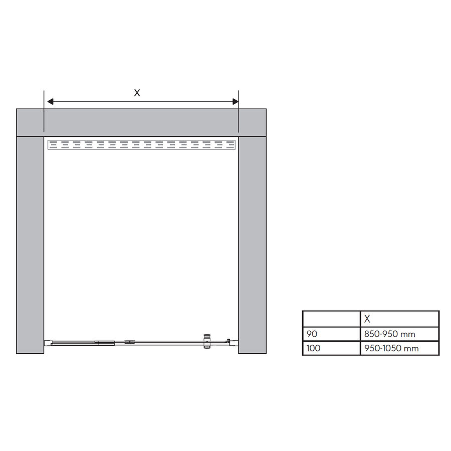 Nisdeur Sealskin Hooked Omkeerbaar Ruime Verstelbaarheid 90x200 cm Zilver