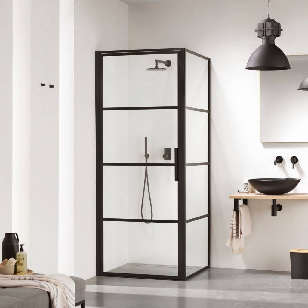 Sealskin Nisdeur SOHO Deur met Vaste wand 8 mm Helderglas - Nisdeur Soho 80x210 cm 8 mm Helderglas (links Draaiend)