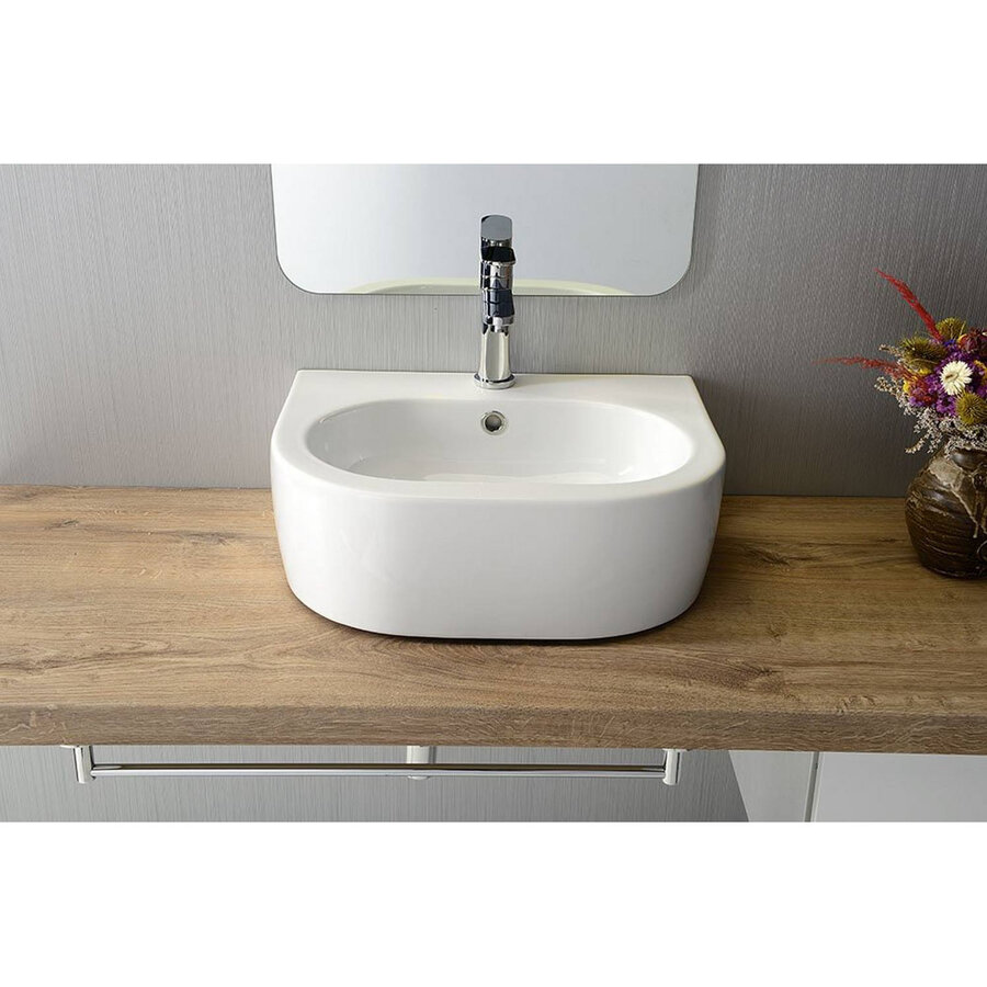 Wastafel Sapho Flo Ceramic Half Rond 50x40x16.5 cm Keramiek Wit