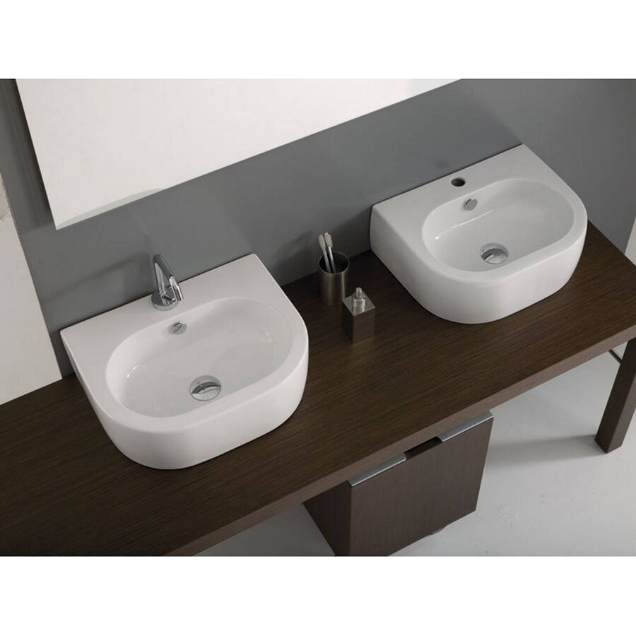 Wastafel Sapho Flo Ceramic Half Rond 50x40x16.5 cm Keramiek Wit