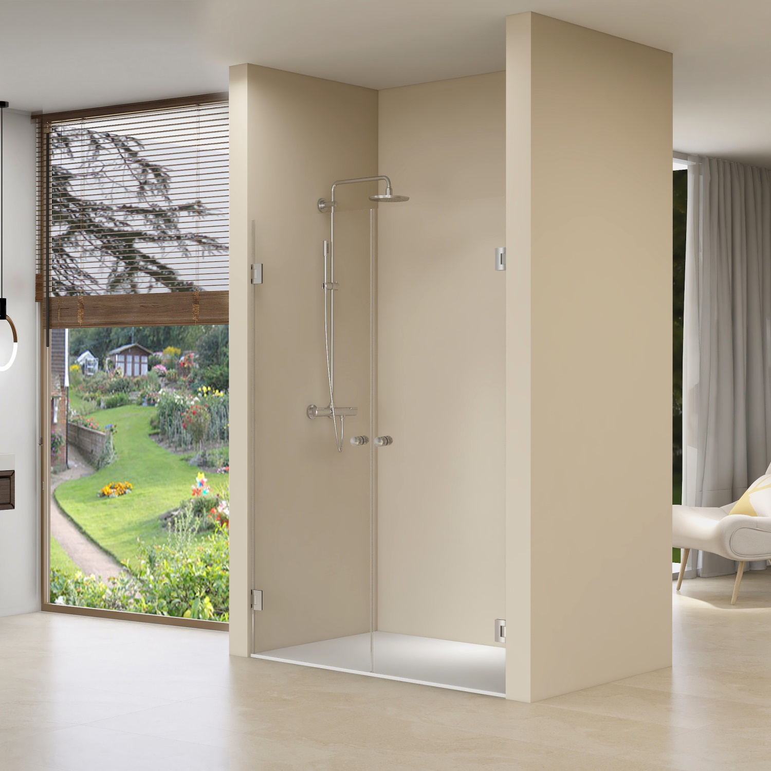 Dubbele Nisdeuren Van Rijn ST01 Helder Glas 100x200 cm 8 mm Zwart van Rijn