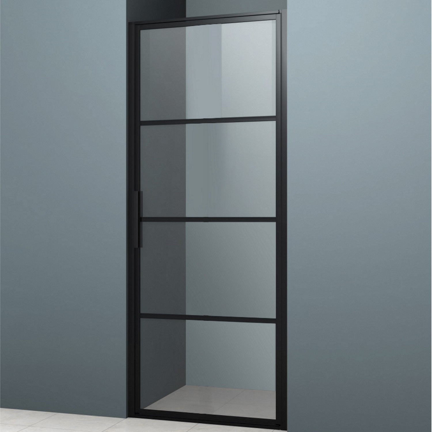 Nisdeur Lacus Tremiti 90x200 cm 6 mm Helder Glas Mat Zwart Aluminium Profiel Lacus