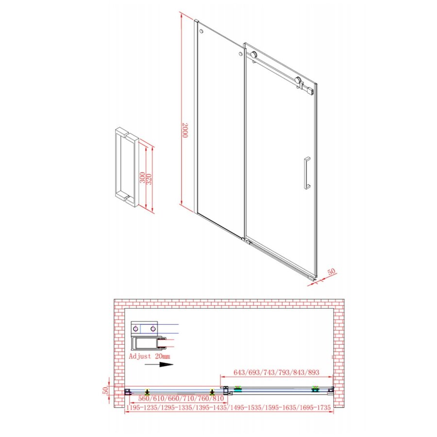 Nisdeur Boss & Wessing Rollo Schuifdeur 120x200 cam 8 mm Inclusief Stabilisatie Nano Glas RVS Look