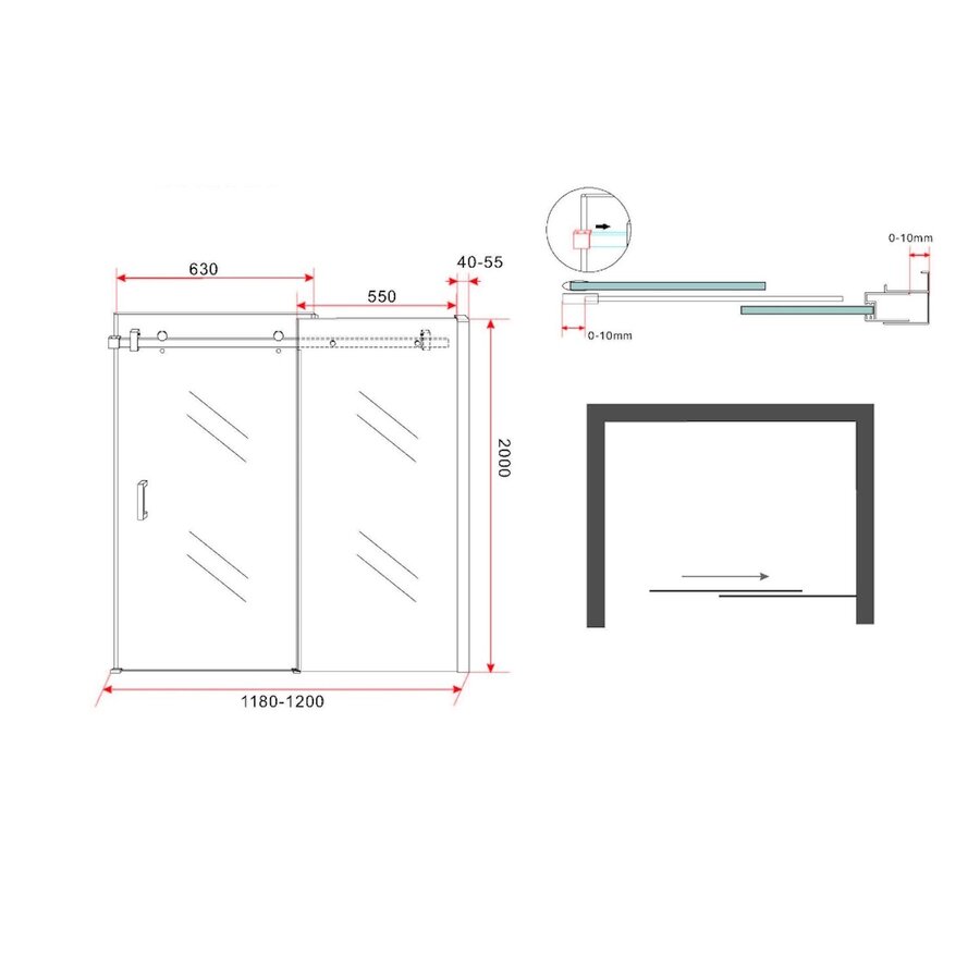 Nisdeur Wiesbaden schuifdeur 120x200cm 8mm NANO coating