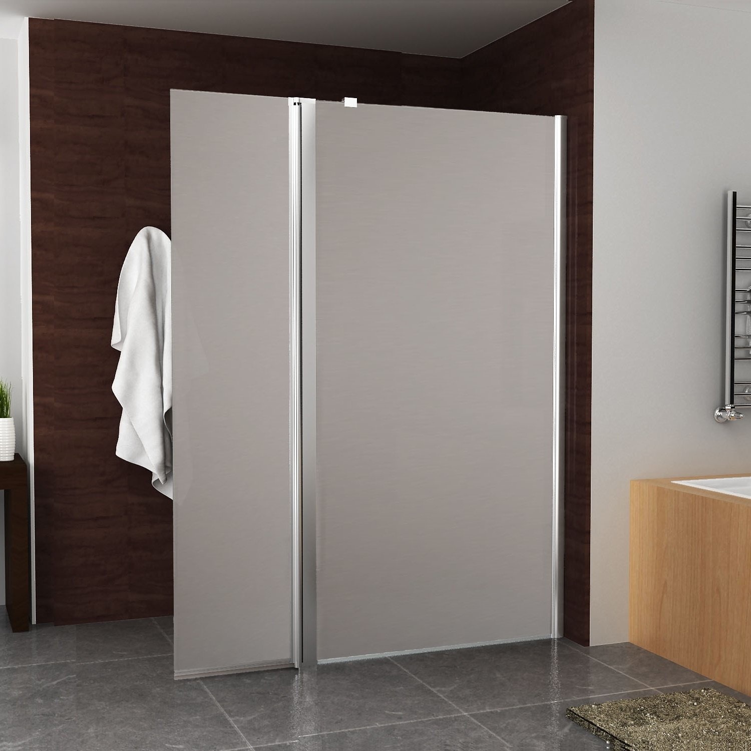 BWS Zijwand Met Scharnierprofiel Rechts En Geheel Mat Glas 35x200 cm 10 mm NANO Coating Boss & Wessing