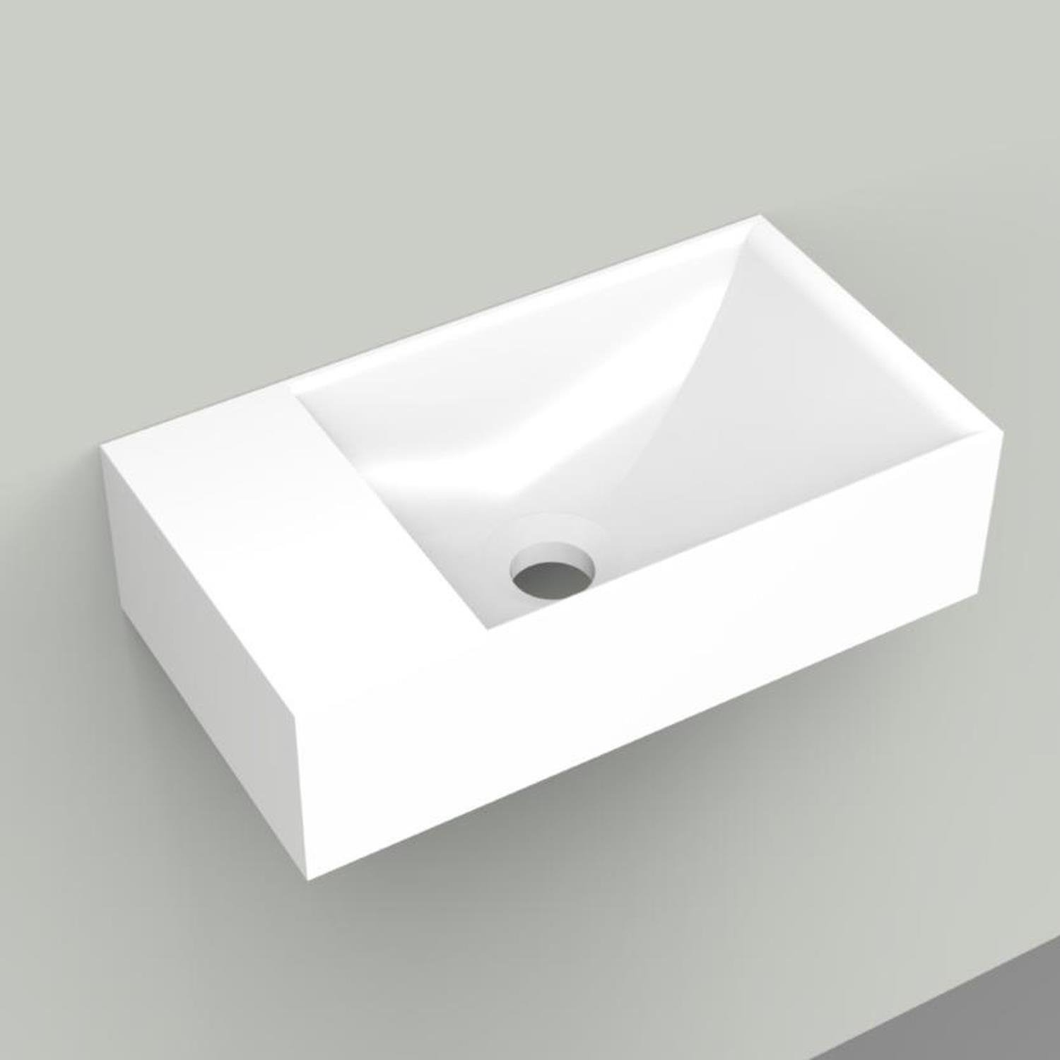 Fontein Arcqua Marble Free 40x22x12 cm Links Zonder Overloop en Kraangat Glanzend Wit Arcqua