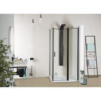 Douchedeur Sapho Zoom Line Black Draaideur 100x200 cm 6 mm Gecoat Glas Mat Zwart