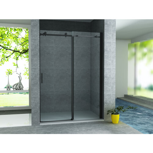 Schuifdeur Aqua Splash Hayes 120x200 cm Helder Glas Mat Zwart Profiel 