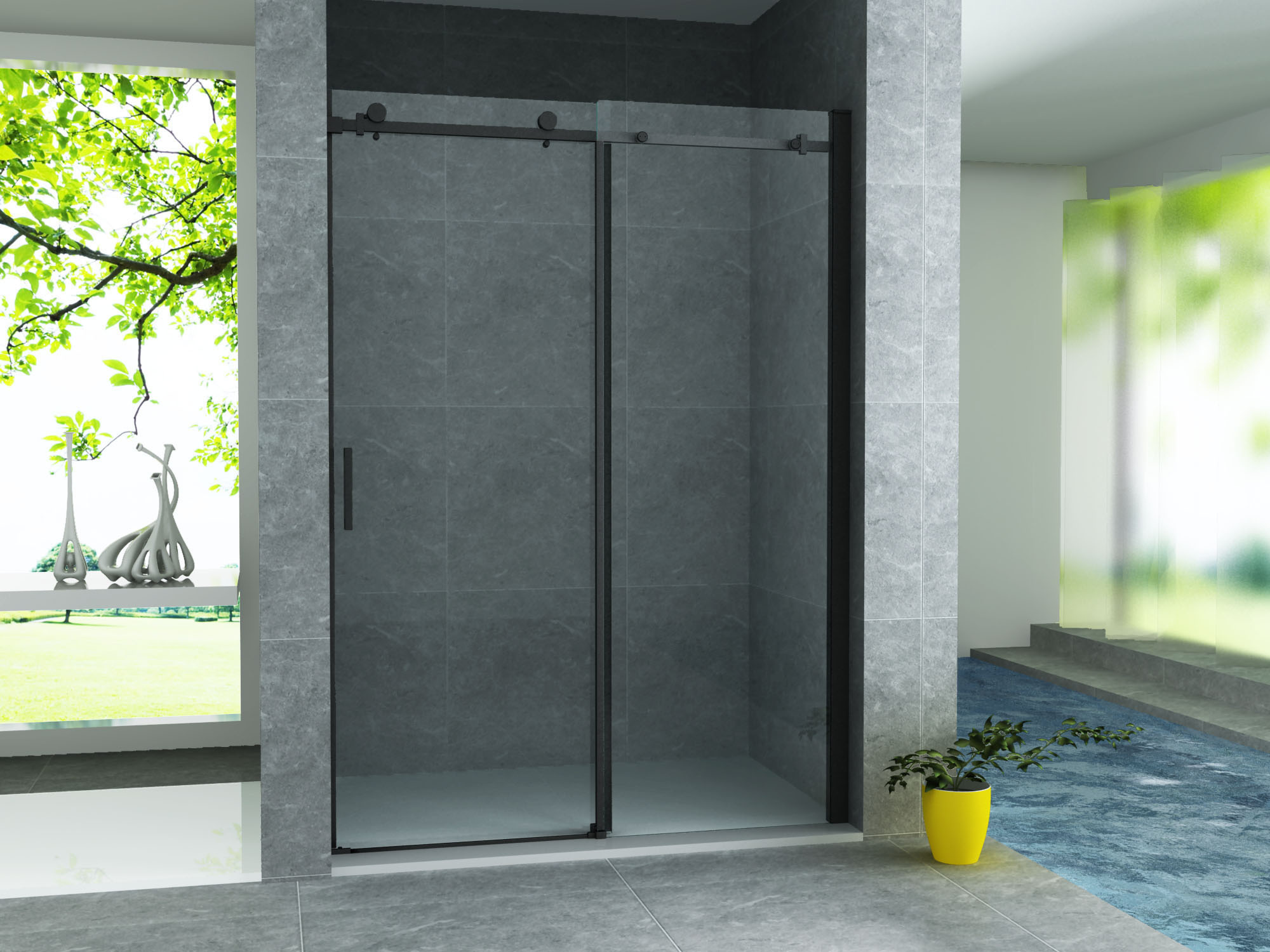 Schuifdeur Aqua Splash Hayes 120x200 cm Helder Glas Mat Zwart Profiel Aqua Splash