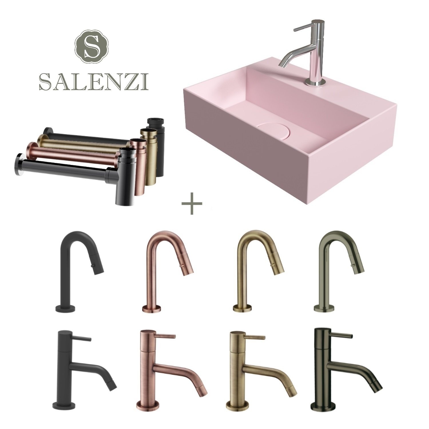 Salenzi Fonteinset Spy 40x30 cm Mat Roze - spy4030setmroze
