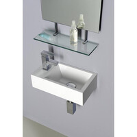 Fontein Sapho Amarok Rechthoekig 40x22 cm Links Marmer Wit