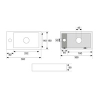 Fonteinset Boss Wessing Rinka 36x18x9 cm Links Carrara Messing Geborsteld Goud