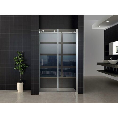 Schuifdeur Tweedelig Aqua Splash Hayes 140x200 cm Helder Glas Aluminium Profiel Chroom 