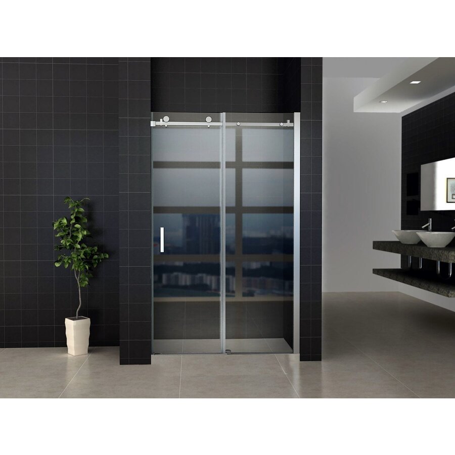 Schuifdeur Tweedelig Aqua Splash Hayes 140x200 cm Helder Glas Aluminium Profiel Chroom