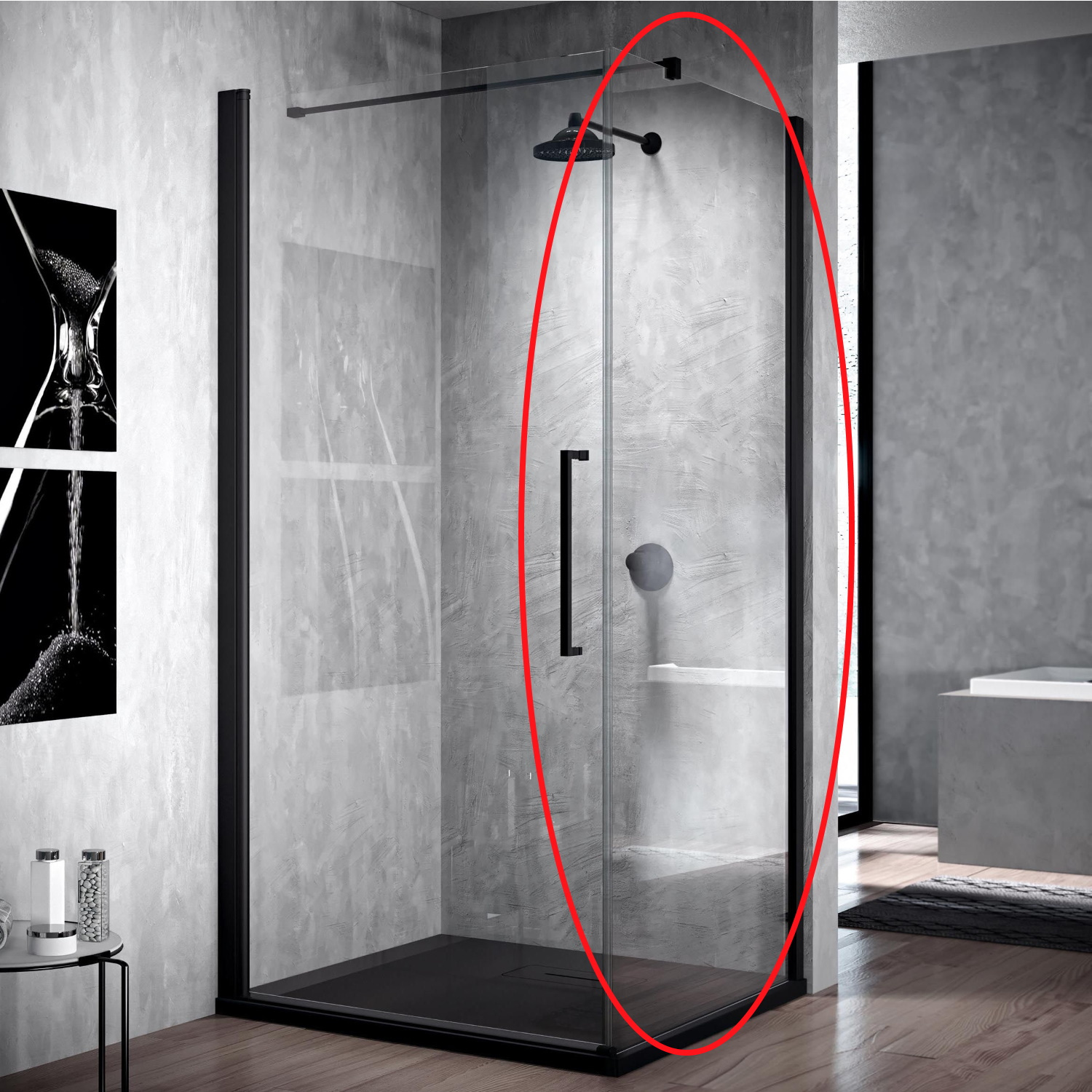 Zijwand voor Douchecabine Novellini Young G+F Helder Glas 120x200 cm Mat Zwart Aluminium Profiel Novellini