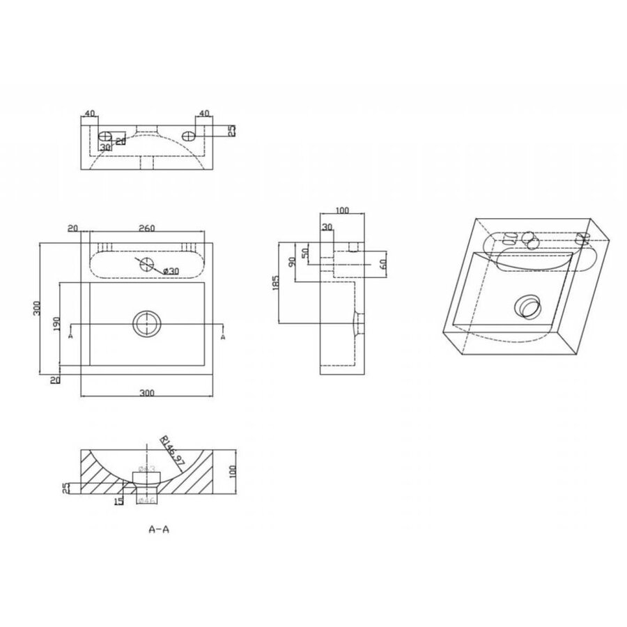 Wiesbaden Hardstenen fontein vierkant 30x30x10