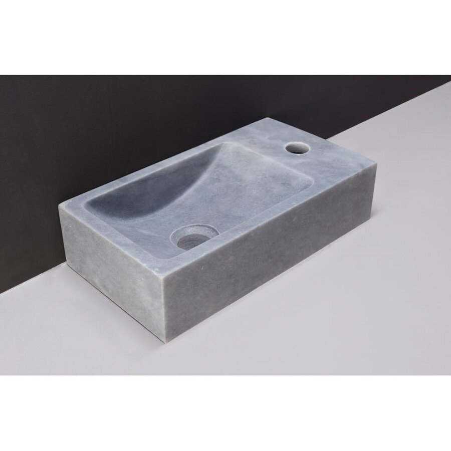 Fontein Forzalaqua Venetia Cloudy Marmer Gezoet Zonder Kraangat Rechts 40x22x10 cm