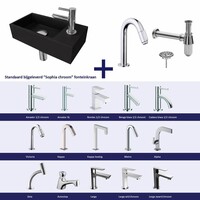 Fonteinset Versus Rechts Zwart Chroom (Keuze Uit 20 Kranen)