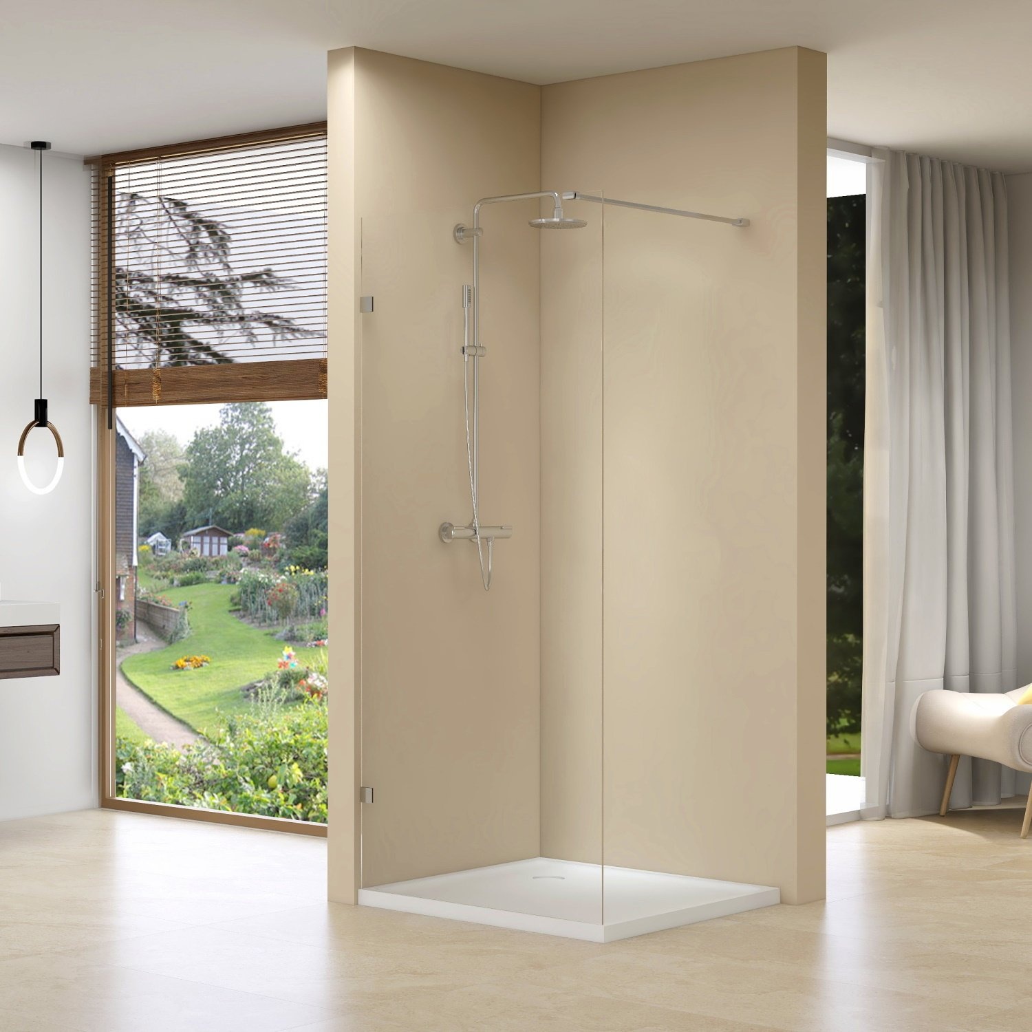 Inloopdouche Van Rijn ST01 Met Scharnieren En Stabilisatiestang 70x200 cm Helder Glas 8 mm Chroom van Rijn