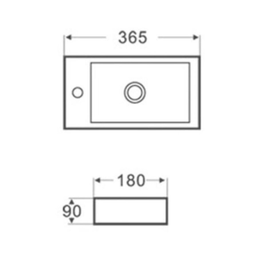 Fontein Boss & Wessing Rinka 36,5x18x9 cm Kraangat Rechts Mat Wit
