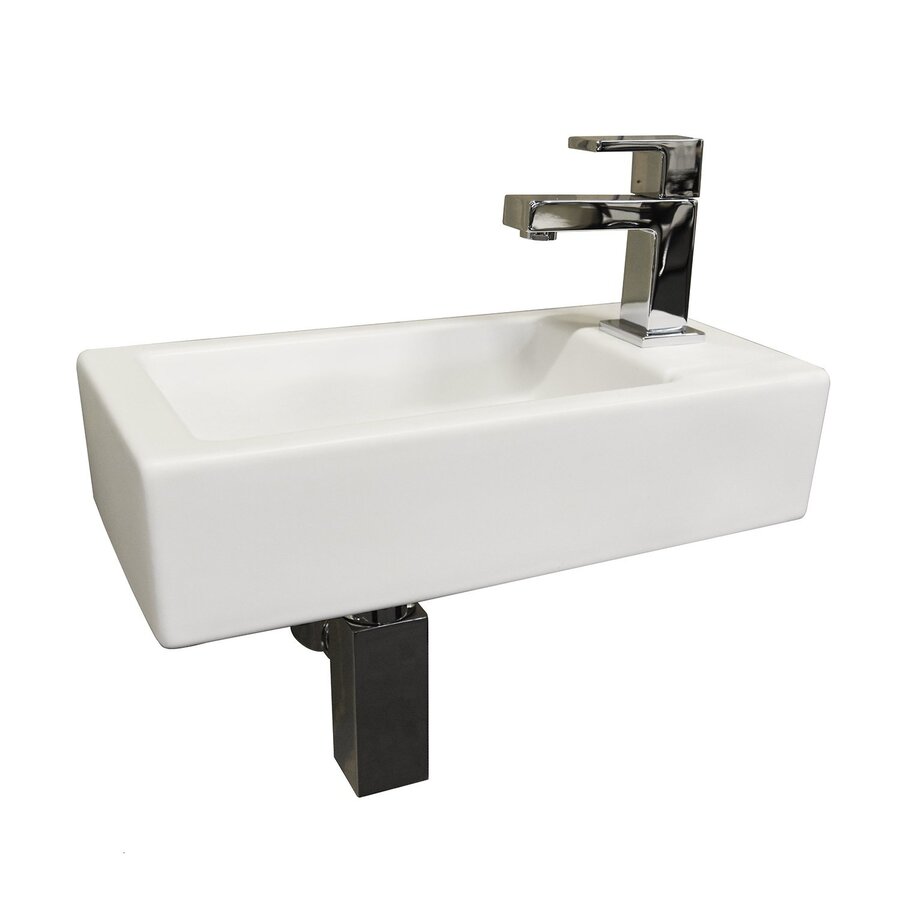 Fontein Boss & Wessing Rinka 36,5x18x9 cm Kraangat Rechts Mat Wit