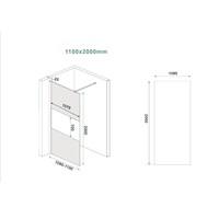 Inloopdouche Wiesbaden Slim Rookglas met Middenband 110x200 8mm Nano Coating