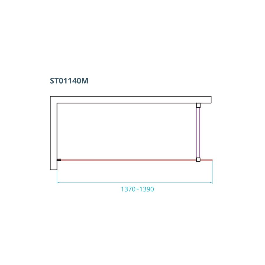 Inloopdouche Van Rijn ST01 Met Stabilisatiestang 140x200 cm Helder Glas 8 mm Mat Zwart