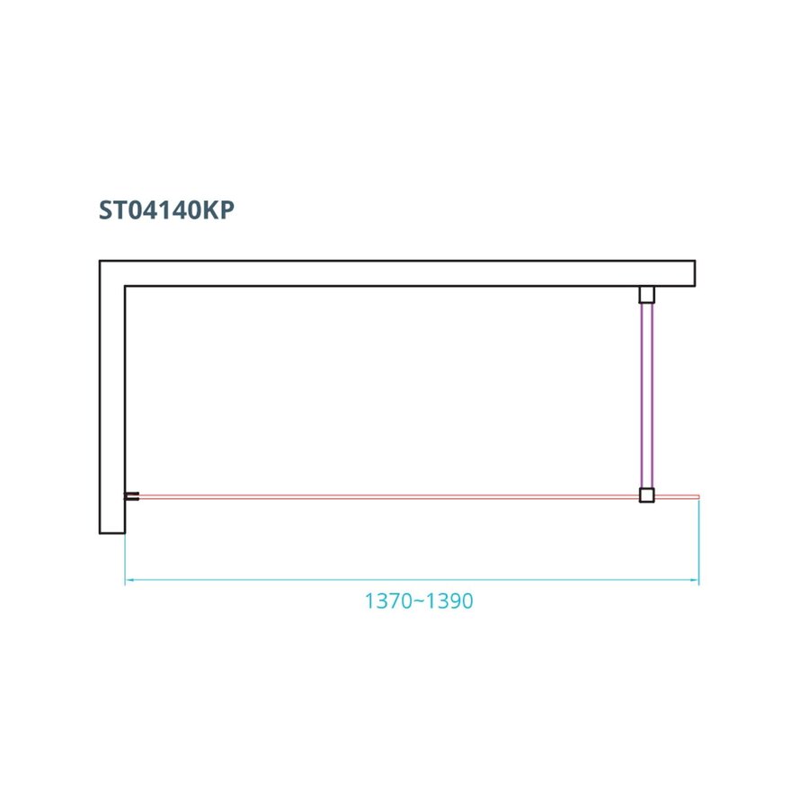 Inloopdouche Van Rijn ST04 Met Stabilisatiestang 140x200 cm 8 mm Helder Glas Zwart