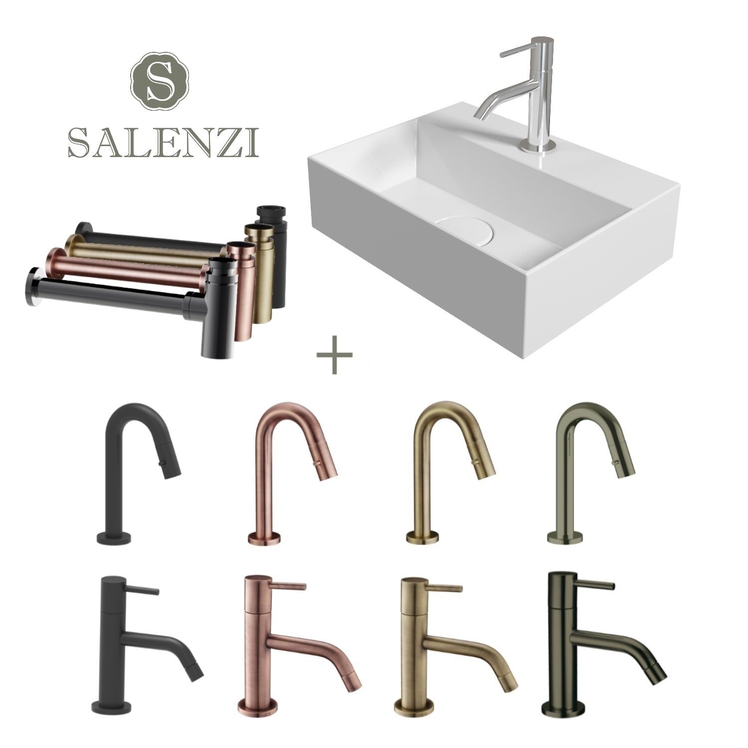 Salenzi Fonteinset Spy 40x30 cm Mat Wit - spy4030setmwit