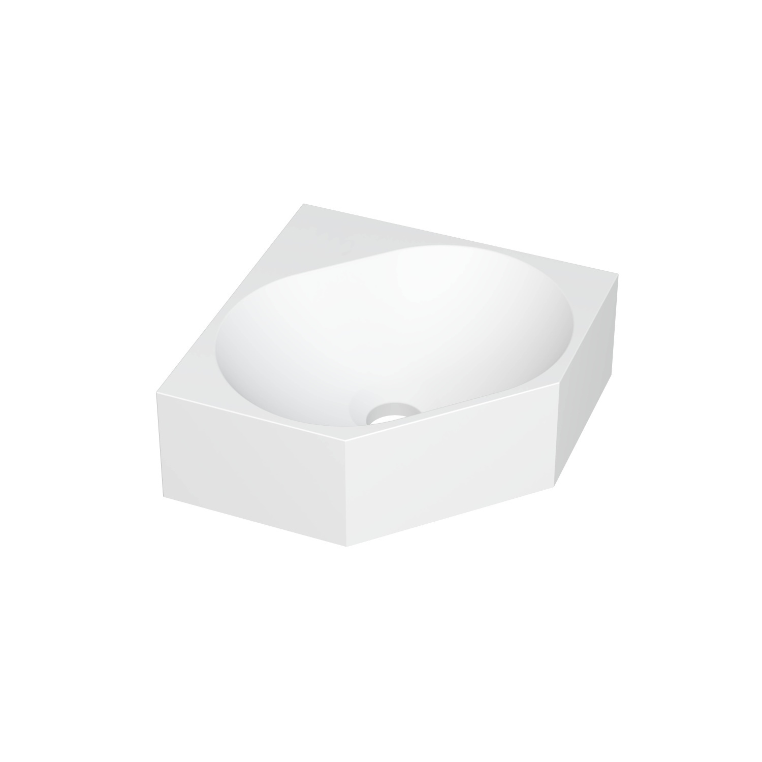 Hoekfontein INK Matrix Polystone Zonder Kraangat 27 x 27 x 10 cm Mat Wit 3404331 Ink