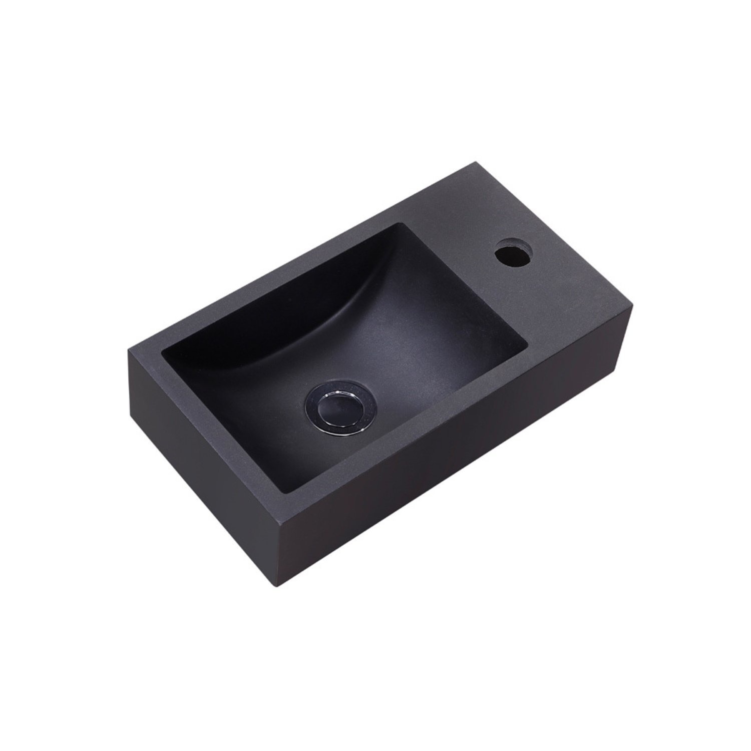 Fontein Sanilux Quartz Recto 40x22x10 cm Mat Zwart Sanilux