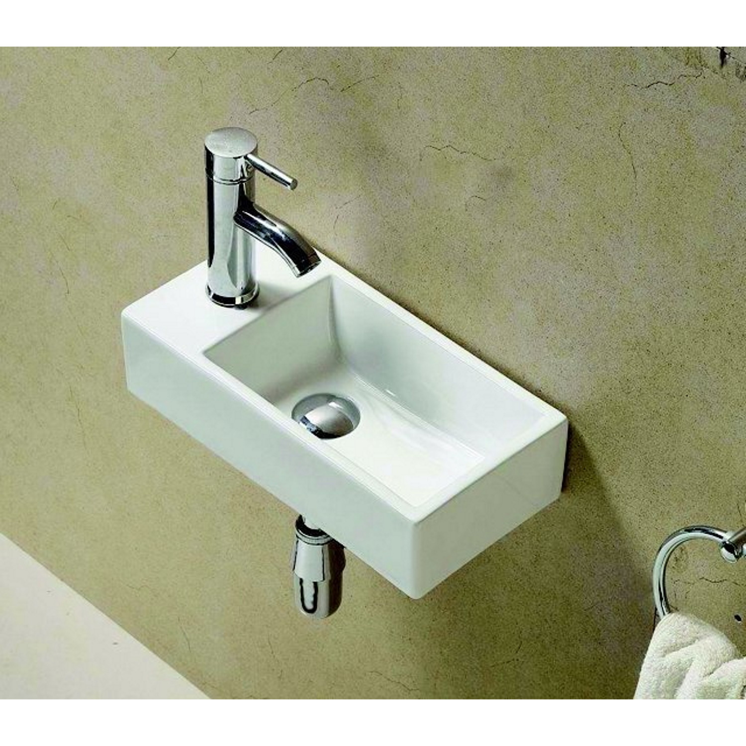 Fonteinset Sanilux Pax 40.5x22x10.5 cm met Afvoer en Kraan Keramiek Wit Sanilux