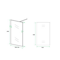 Inloopdouche Aqua Splash Vidrios 110x200 cm 10 mm Met Stabilisatiestang NANO Mat Zwart