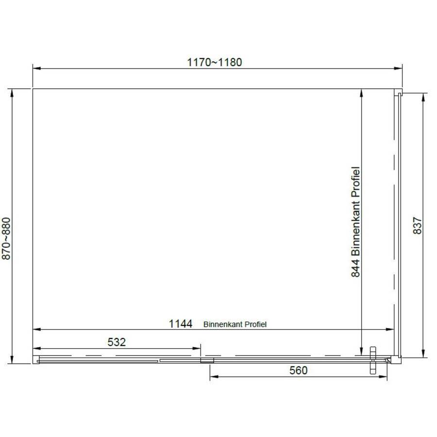 Hoek Douchecabine Van Rijn Zijwand 200x120x90 cm 6 mm Helder Glas Aluminium Zwart