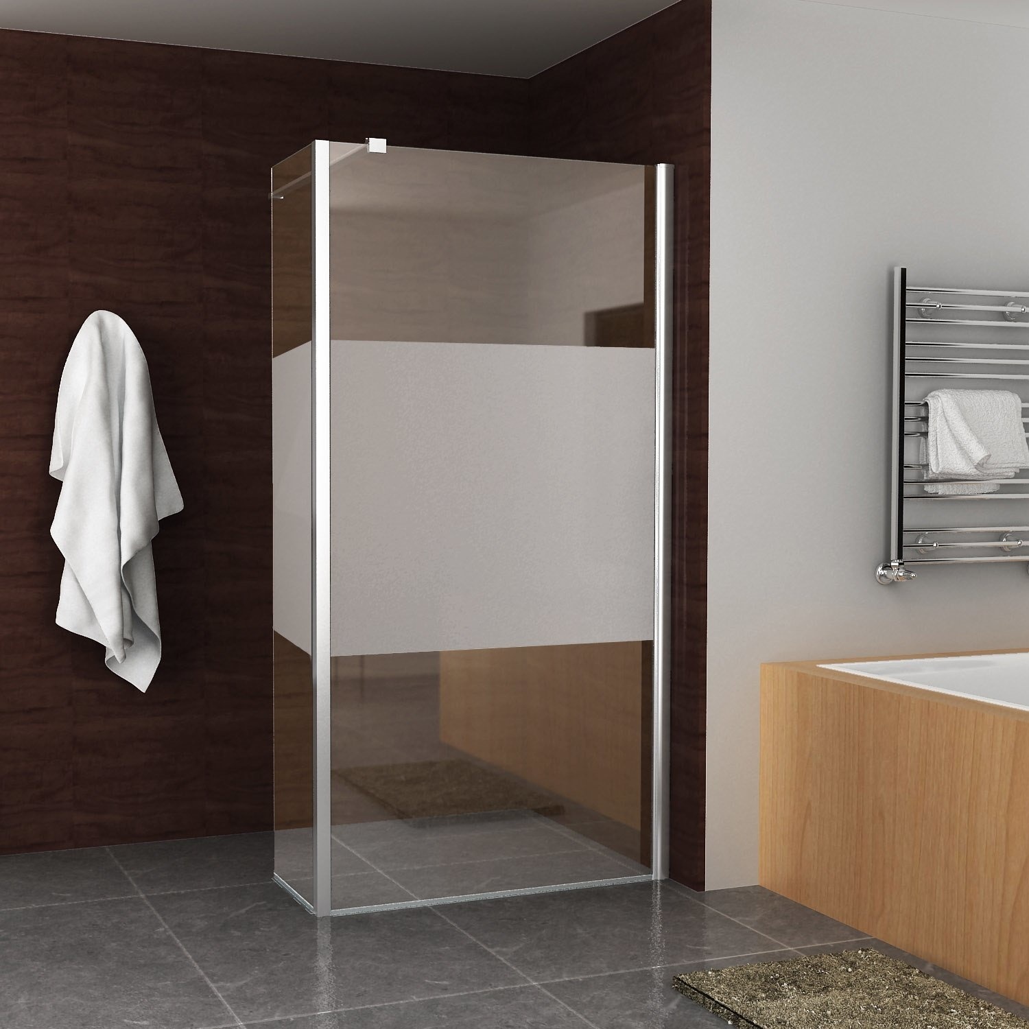 BWS Zijwand Met Hoekprofiel En Middenband 40x200 cm 10 mm NANO Coating Boss & Wessing