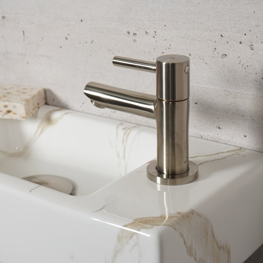 Fonteinset Carrara Marmerlook Wiesbaden Color RVS (kraangat rechts)