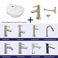 Fonteinset Kratos Keramiek 35X35X14.5 Cm Rvs (Keuze Uit 8 Kranen)