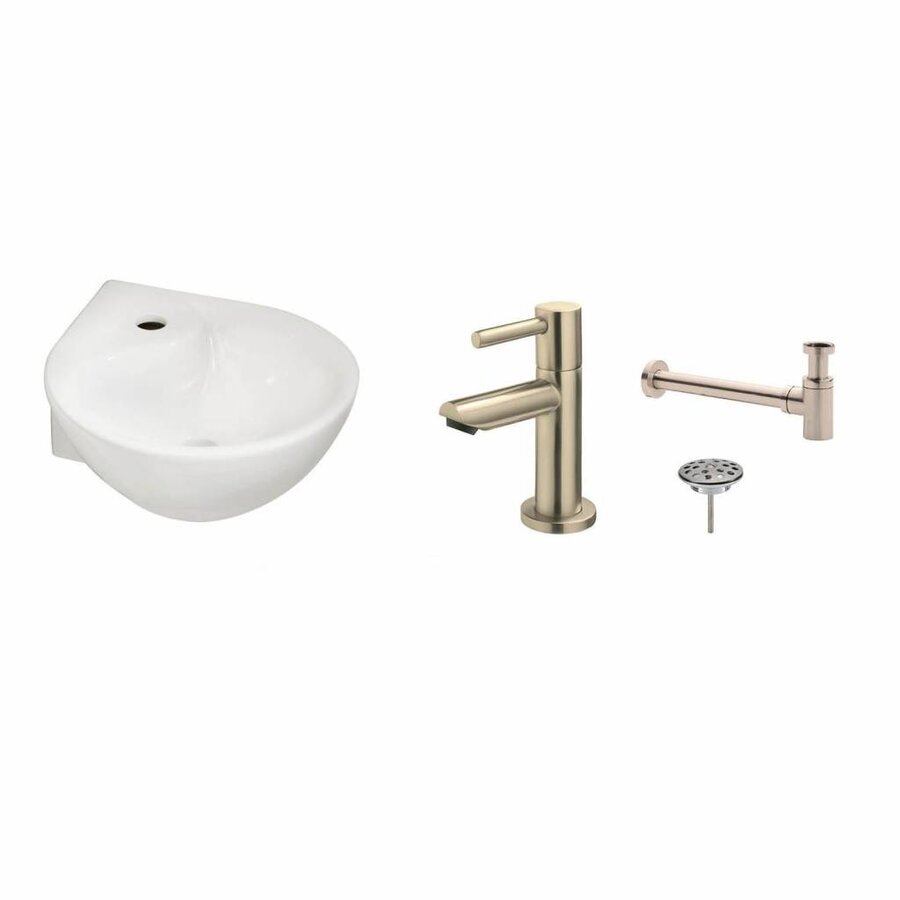 Fonteinset Kratos Keramiek 35X35X14.5 Cm Rvs (Keuze Uit 8 Kranen)