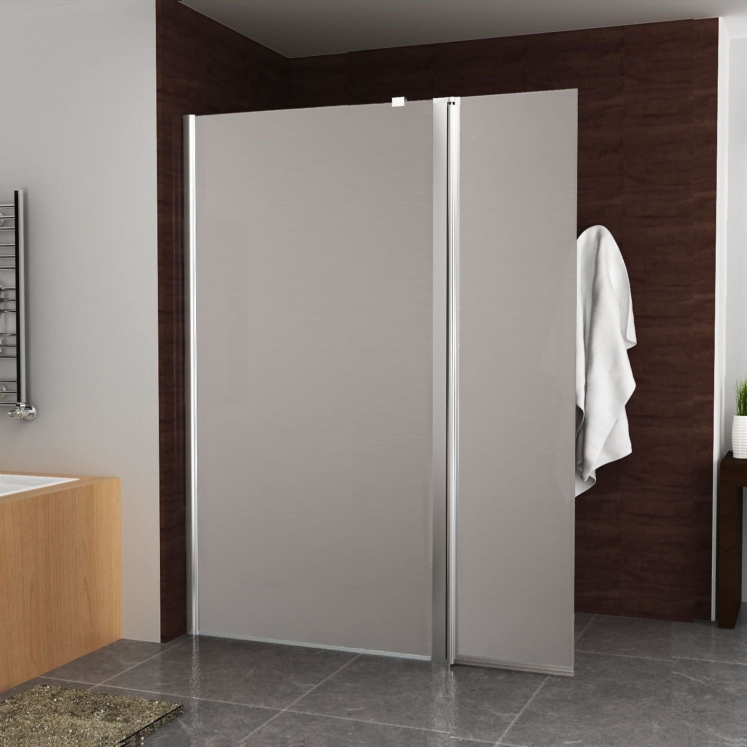BWS Zijwand Met Scharnierprofiel Links En Geheel Mat Glas 35x200 cm 10 mm NANO Coating Boss & Wessing