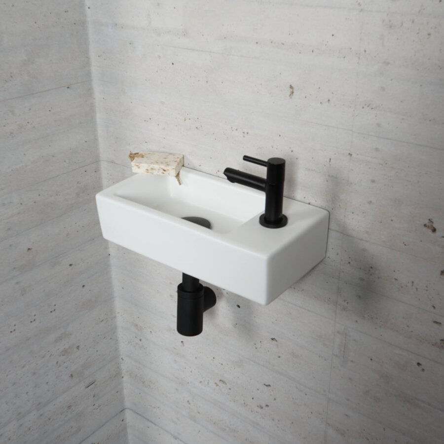 Fonteinset Mat Wit Wiesbaden Color Mat Zwart (kraangat rechts)